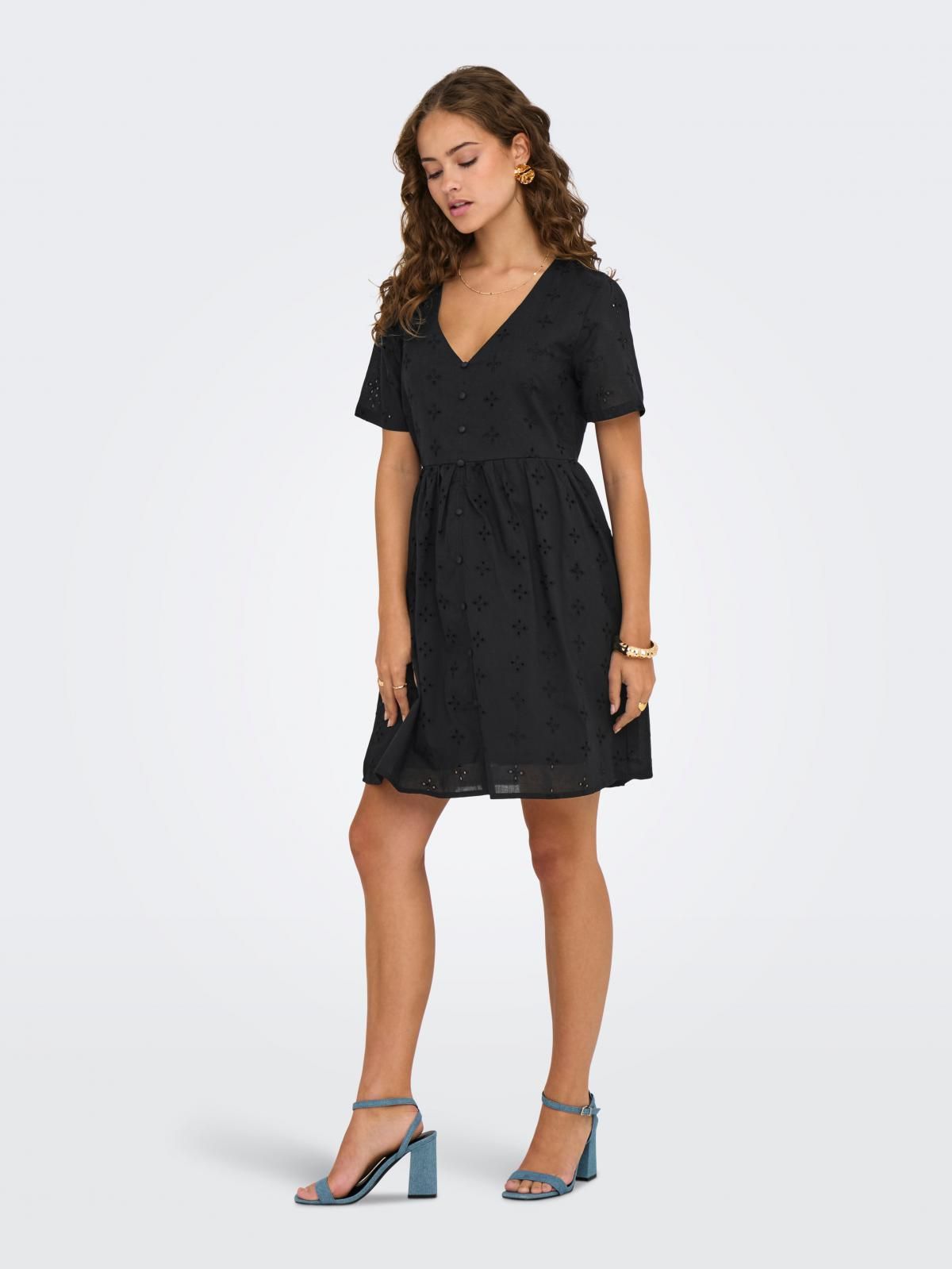 제이디와이 자수 브이넥 미니 원피스 블랙 15347044_2161 BLACK / BLACK - 상세 이미지 5
