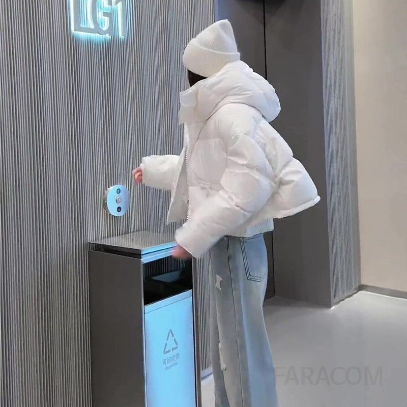여성 루즈핏 오버핏 데일리 후드 숏패딩 점퍼 아우터 따뜻한 볼륨 솜패딩 캐주얼 겨울 외투 코디룩 - 상세 이미지 5