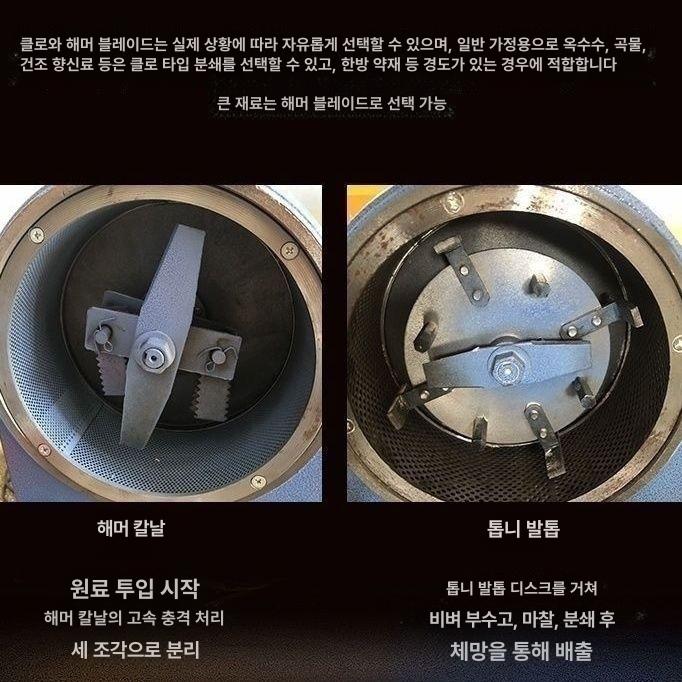 고추분쇄기 한약재 곡물 옥수수 분말기 20형+맞춤 모터 해머플레이트 - 상세 이미지 4