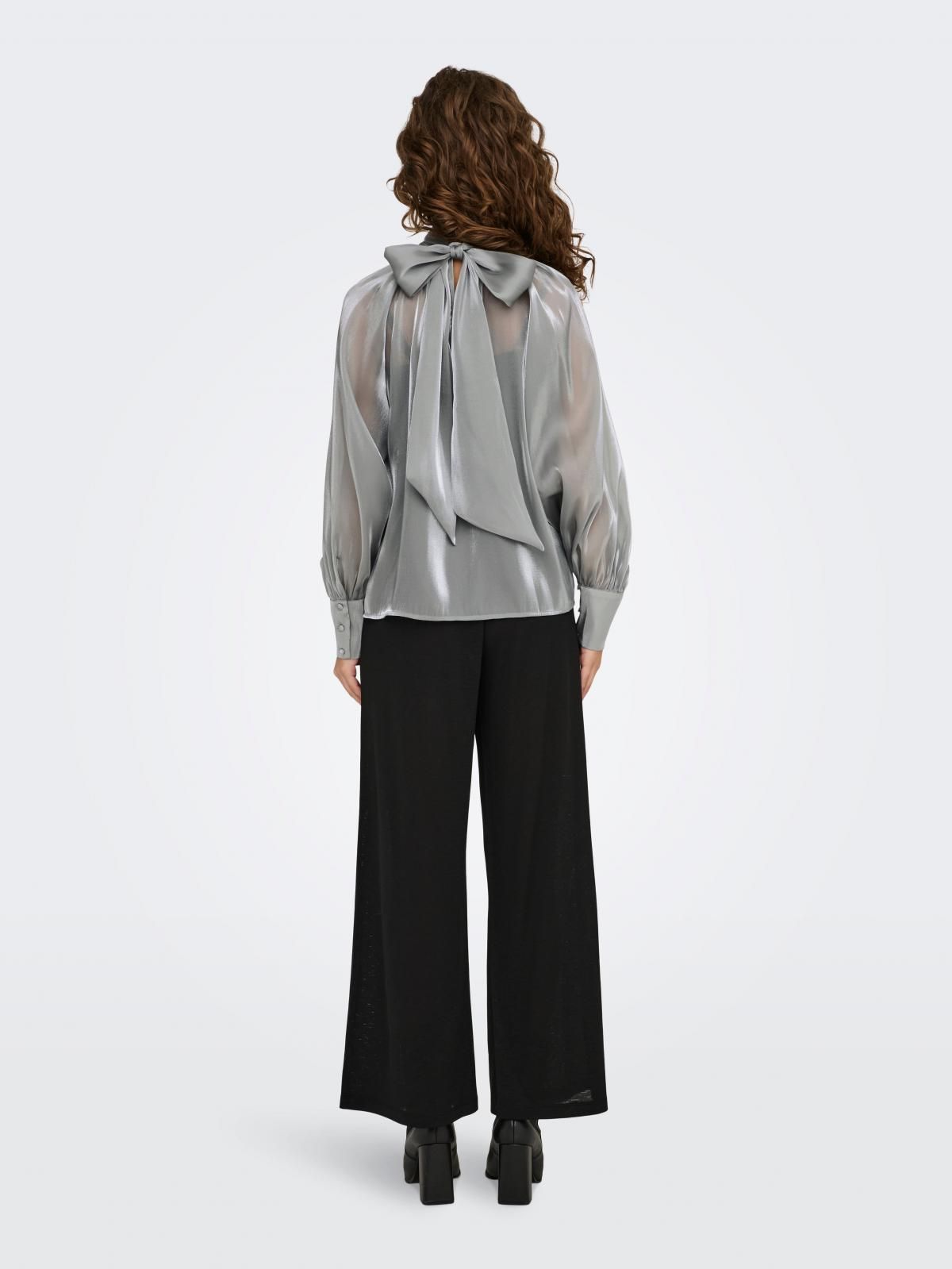 제이디와이 시스루 하이넥 볼륨소매 리본 블라우스 15335455_387 GREY / SILVER - 상세 이미지 2
