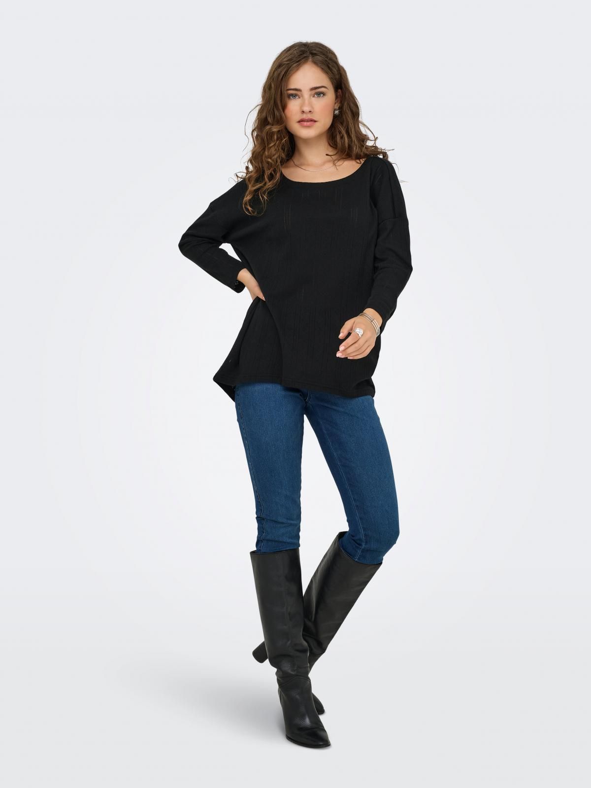 온리 베이직 소프트 저지 긴팔 티셔츠 15367602_2161 BLACK / BLACK - 상세 이미지 5