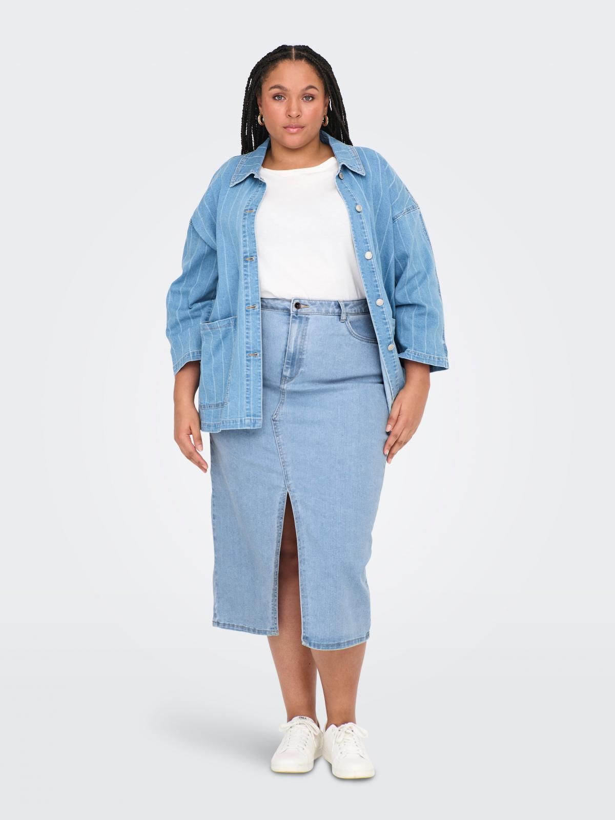 온리 빅사이즈 슬릿 데님 미디 스커트 15324767_2116 BLUE / LIGHT BLUE DENIM - 상세 이미지 5