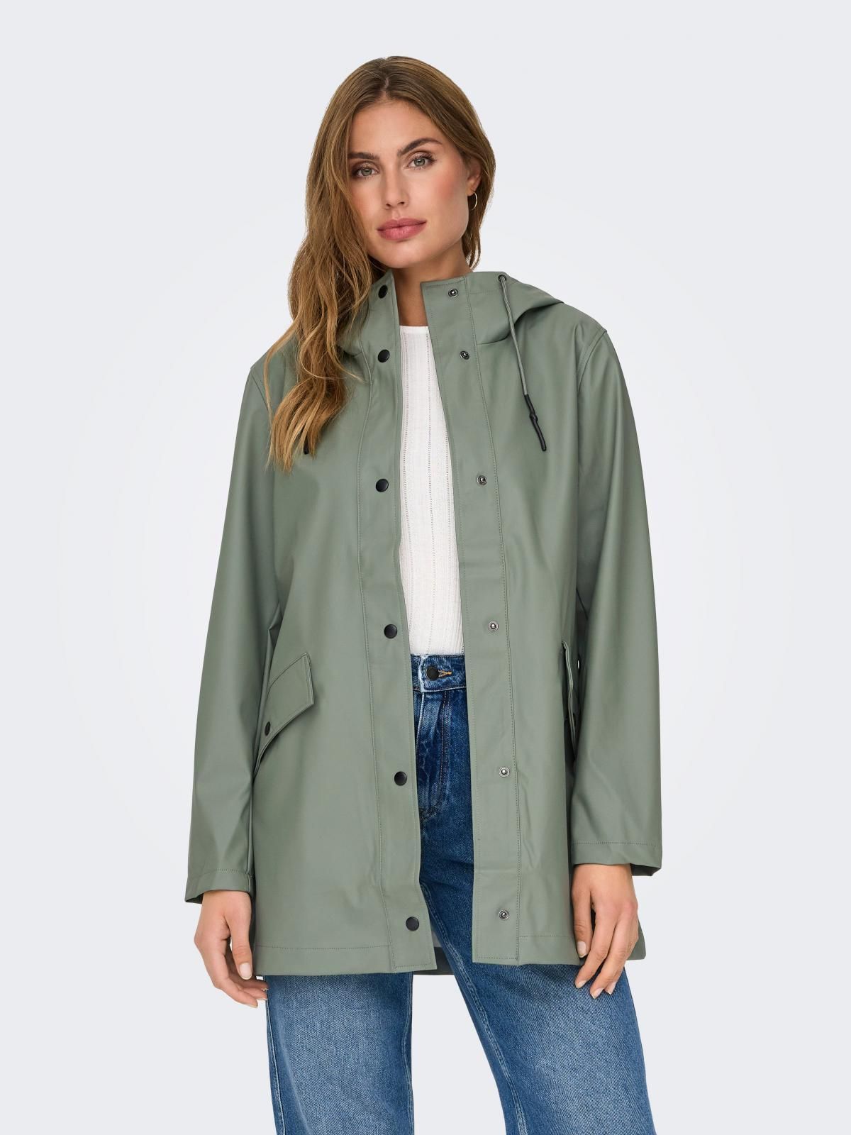 온리 테크니컬 방수 후드 레인코트 15261734_2040 GREEN / AGAVE GREEN - 상품 이미지