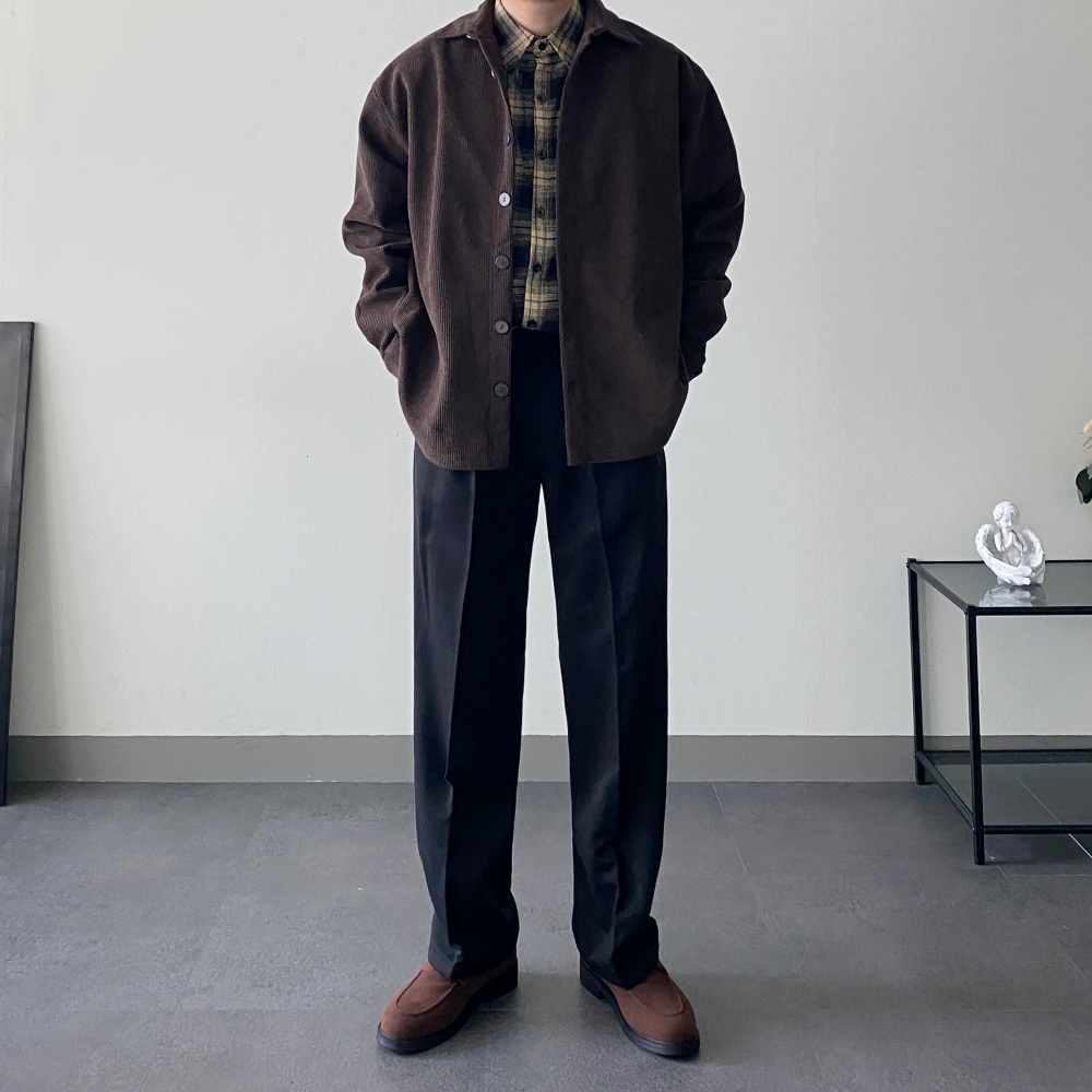 남자 코듀로이 아우터 겨울 기모 골덴자켓 셔켓 오버핏 두꺼운 트러커 트러커 - 상세 이미지 5