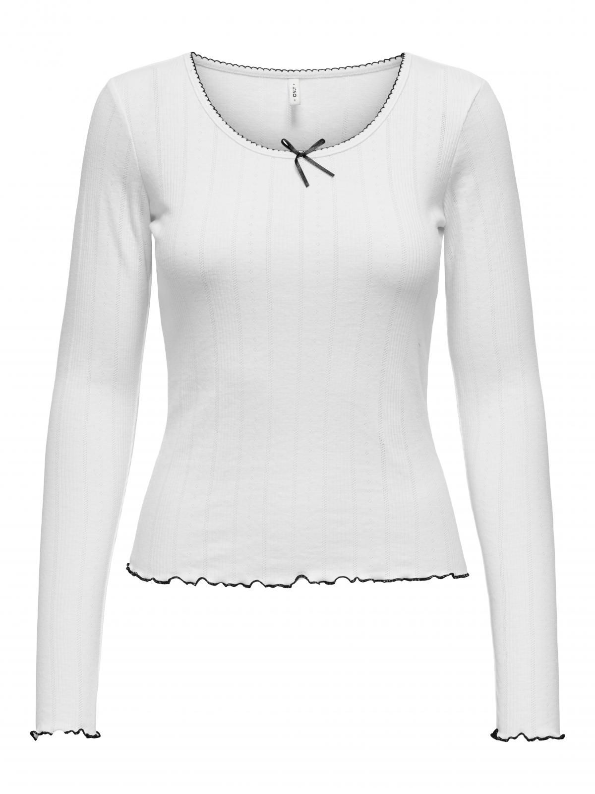온리 리본 라운드넥 긴팔 티셔츠 15343250_2206 WHITE / WHITE - 상세 이미지 4