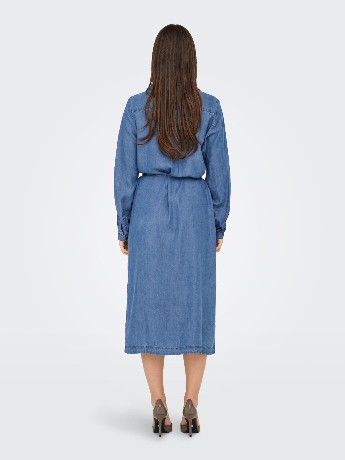 온리 데님 셔츠카라 벨트 미디 원피스 15337931_2115 BLUE / MEDIUM BLUE DENIM - 상세 이미지 2