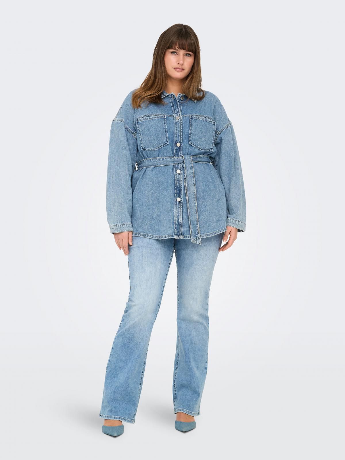 온리 오버핏 데님 벨트 테크니컬 재킷 15342258_2116 BLUE / LIGHT BLUE DENIM - 상세 이미지 5