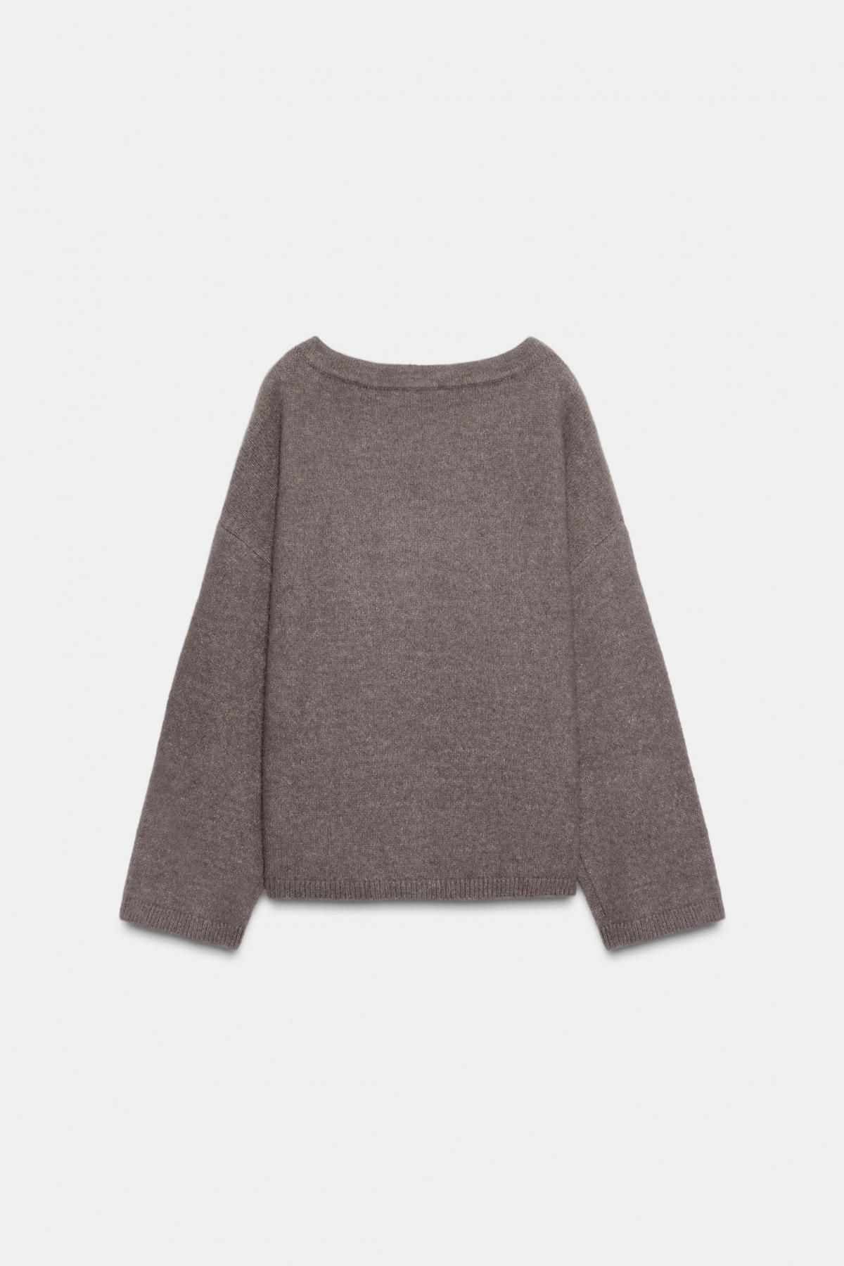 자라 드레이프넥 브로치 브라운 니트 스웨터 5536/259 BROWN / TAUPE - 상세 이미지 2