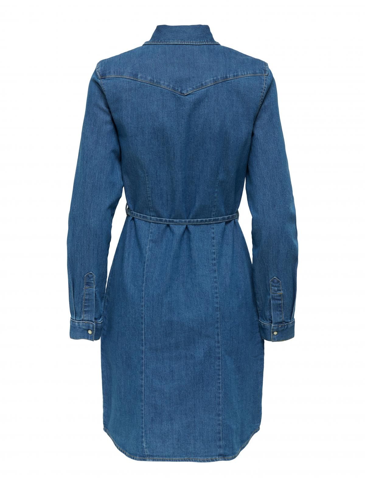 온리 데님 셔츠카라 슬림핏 벨트 미니 원피스 15352414_2114 BLUE / DARK BLUE DENIM - 상세 이미지 4