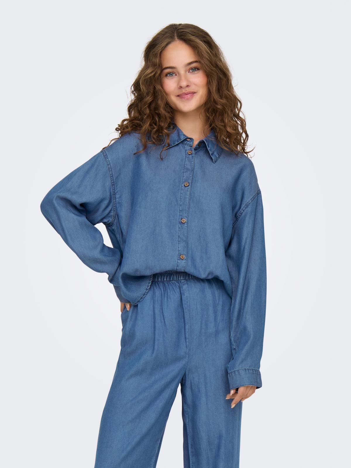 온리 루즈핏 데님 셔츠 15337928_2115 BLUE / MEDIUM BLUE DENIM - 상품 이미지