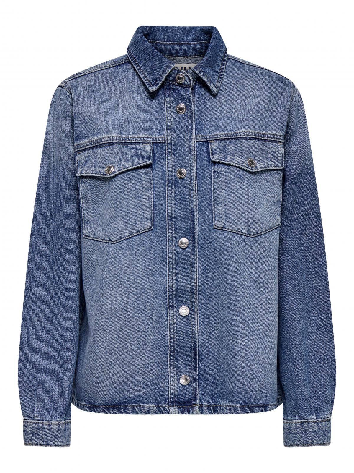 온리 데님 베이직 릴랙스핏 셔츠 15337158_2115 BLUE / MEDIUM BLUE DENIM - 상세 이미지 3