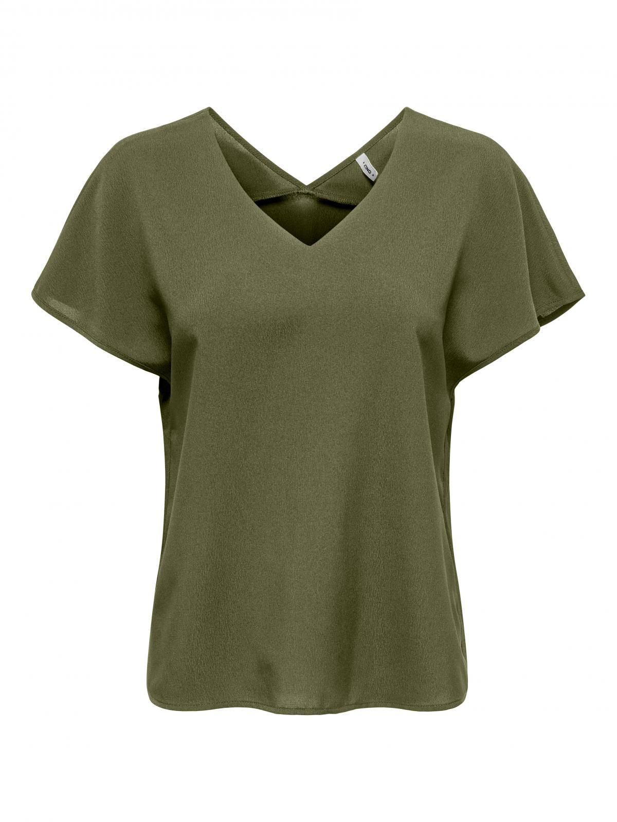온리 미니멀 올리브 그린 V넥 반팔 탑 15342641_4263 GREEN / KALAMATA - 상세 이미지 3