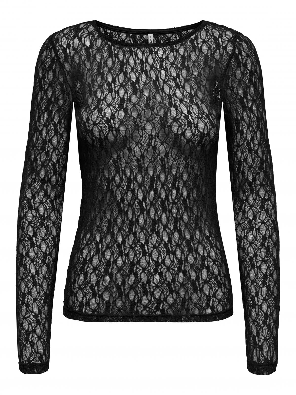 온리 레이스 시스루 테크니컬 긴팔 탑 15361724_2161 BLACK / BLACK - 상세 이미지 3