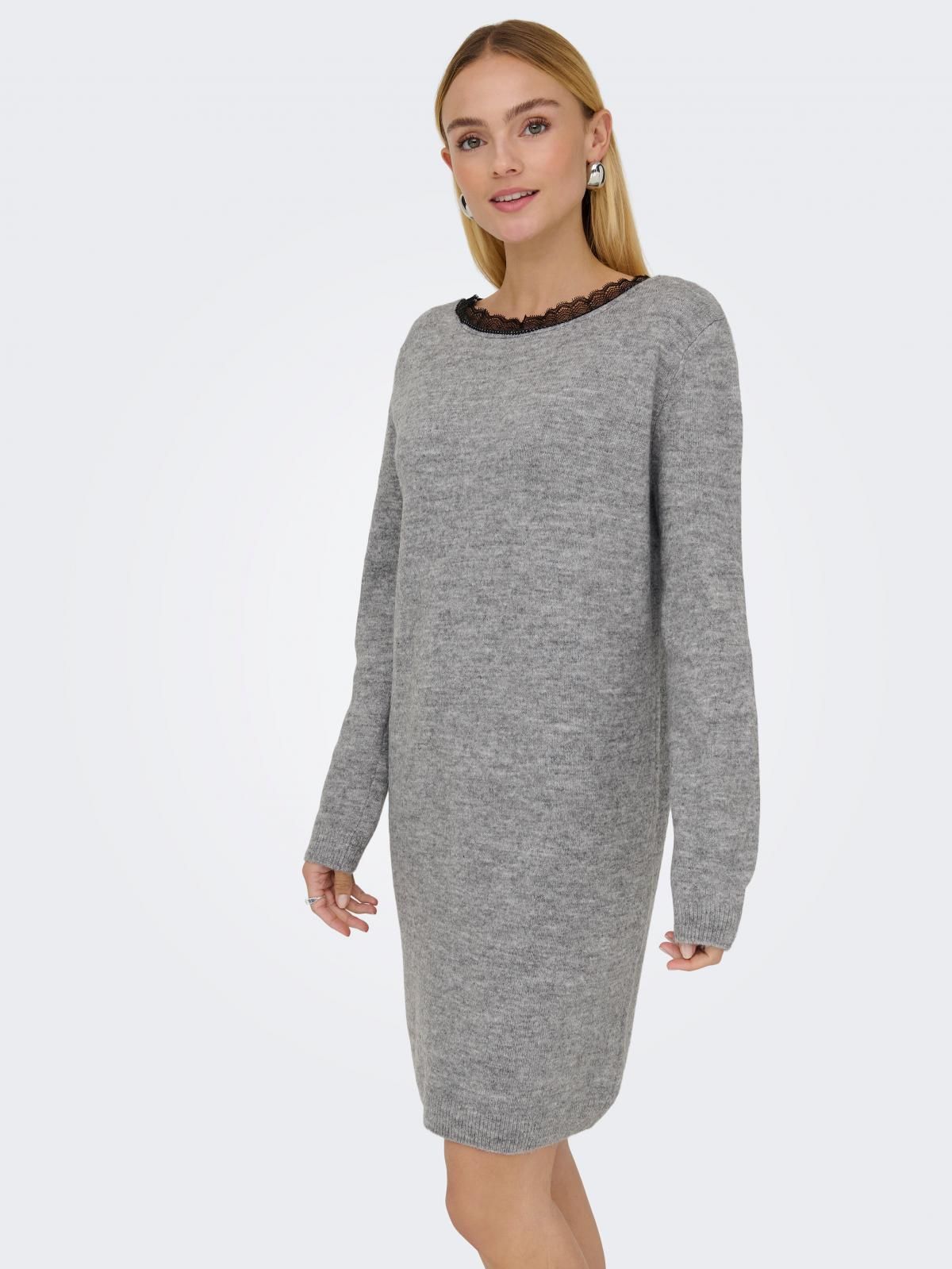 온리 니트 미니 원피스 레이스 디테일 15358612_2381_1224806 GREY / LIGHT GREY MELANGE - 상품 이미지