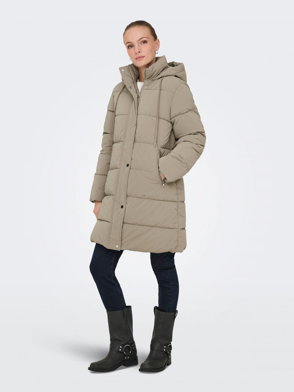 온리 베이직 후드 롱 패딩 점퍼 15370005_119 GREY / BRINDLE - 상세 이미지 5