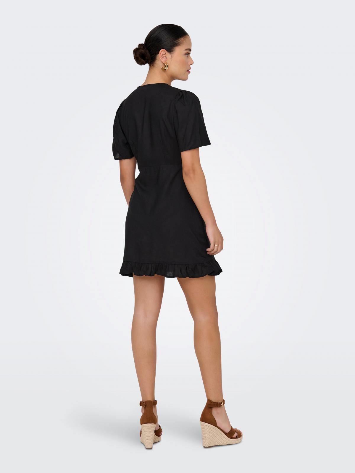 온리 베이직 브이넥 미니 원피스 15368009_2161 BLACK / BLACK - 상세 이미지 2