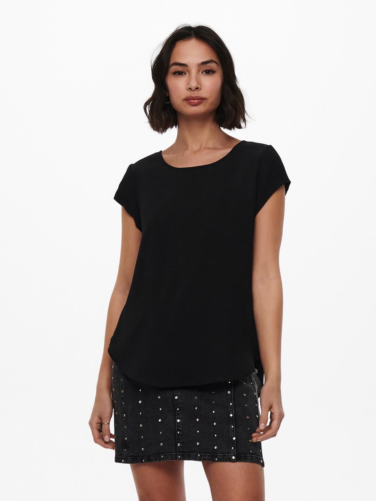 온리 베이직 라운드넥 반팔 티셔츠 15142784_2161 BLACK / BLACK - 상품 이미지