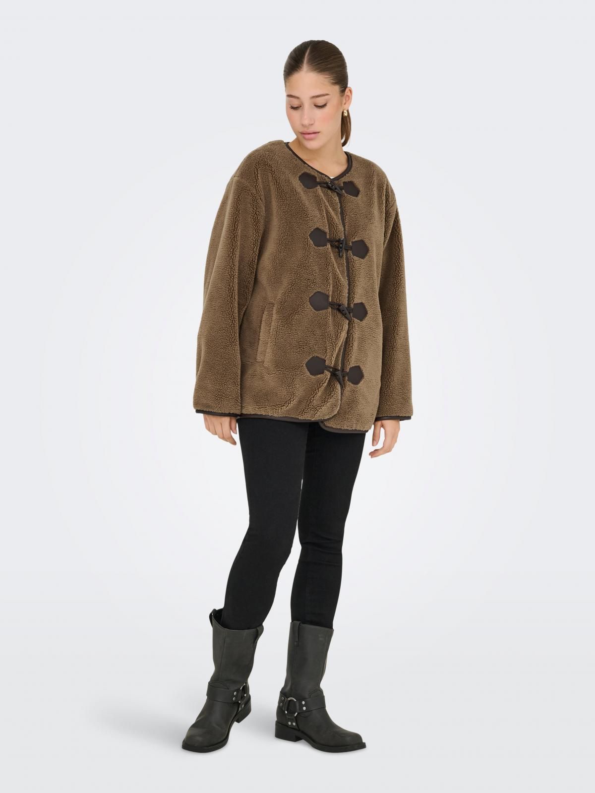 온리 테크니컬 플리스 루즈핏 숏코트 15322435_12943_1228892 BROWN / COCOA CREME - 상세 이미지 5