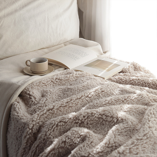 BEDDING 털담요 150x200 베이지 - 메인 이미지