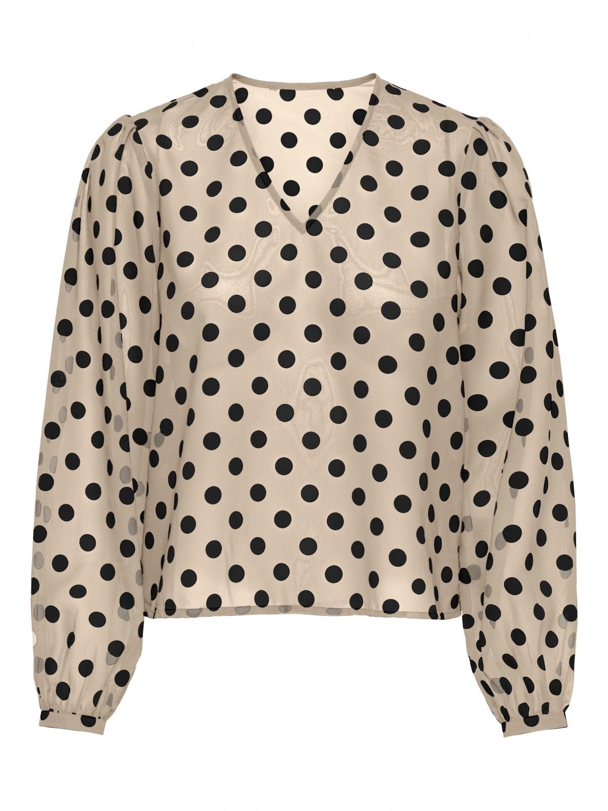온리 도트 프린트 시스루 브이넥 블라우스 15368301_381_1264184 BROWN / FROSTED ALMOND - 상세 이미지 4