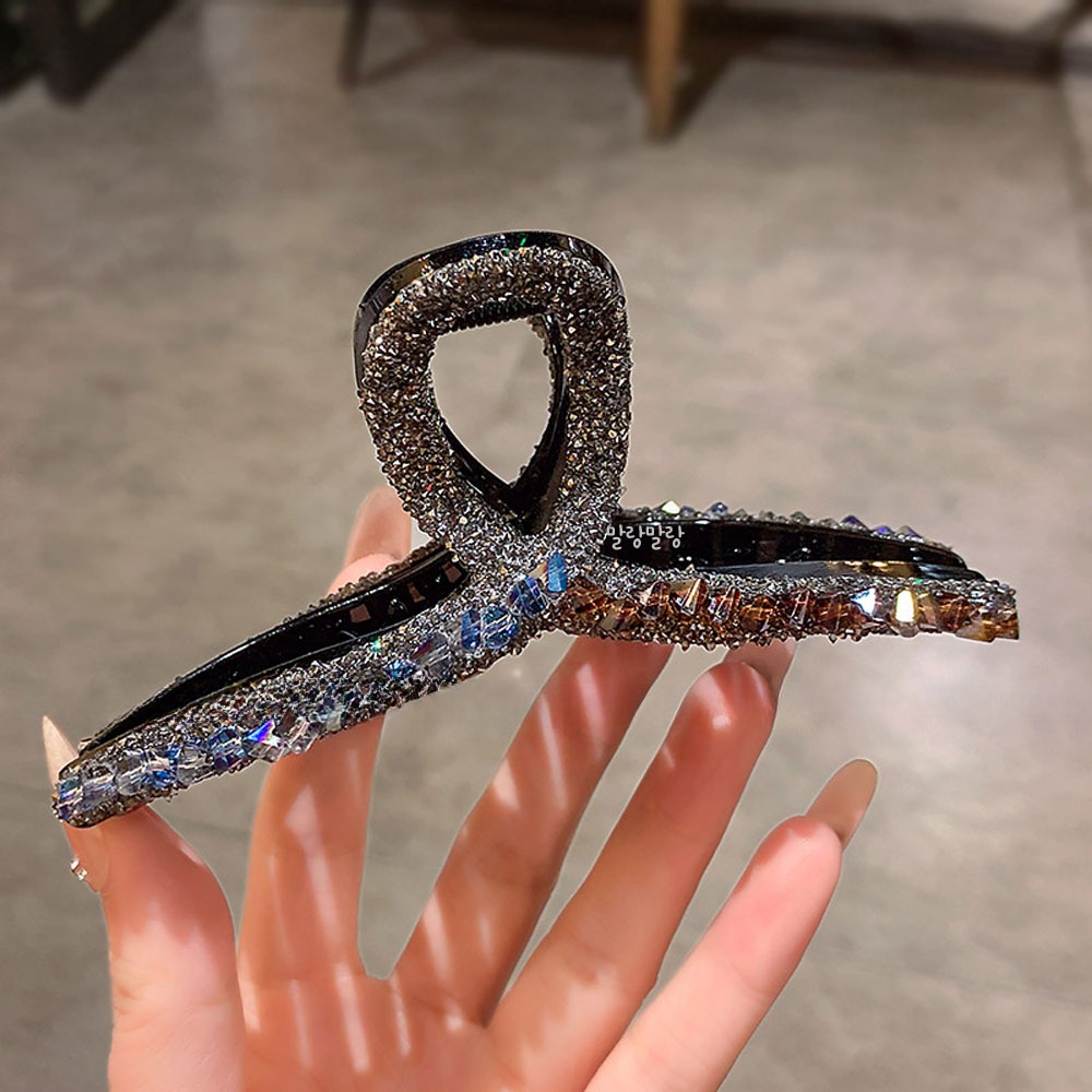 크리스탈 큐빅 꼬임 명품집게핀 긴머리 올림 헤어핀 - 상세 이미지 4