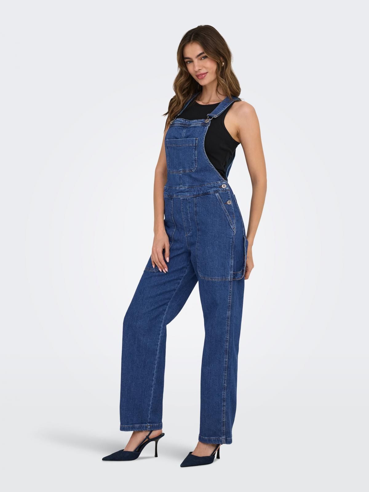 온리 데님 스트레이트핏 오버롤 점프수트 15292622_2115 BLUE / MEDIUM BLUE DENIM - 상세 이미지 5