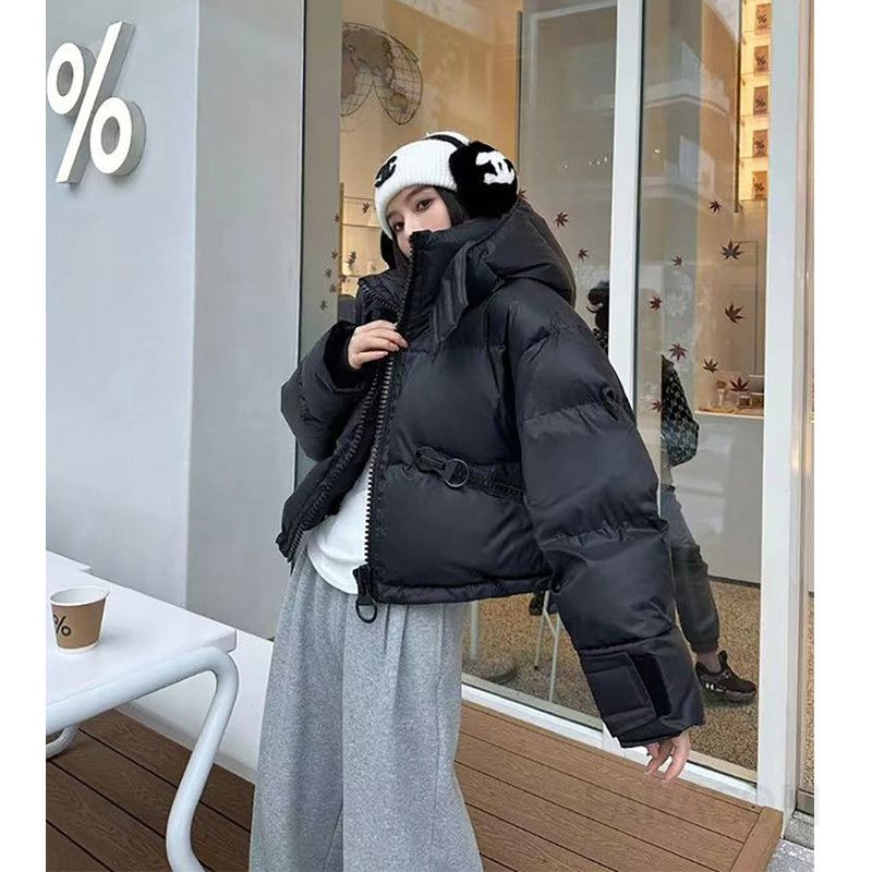 여성 루즈핏 오버핏 데일리 후드 숏패딩 점퍼 아우터 따뜻한 볼륨 솜패딩 캐주얼 겨울 외투 코디룩 - 상세 이미지 2