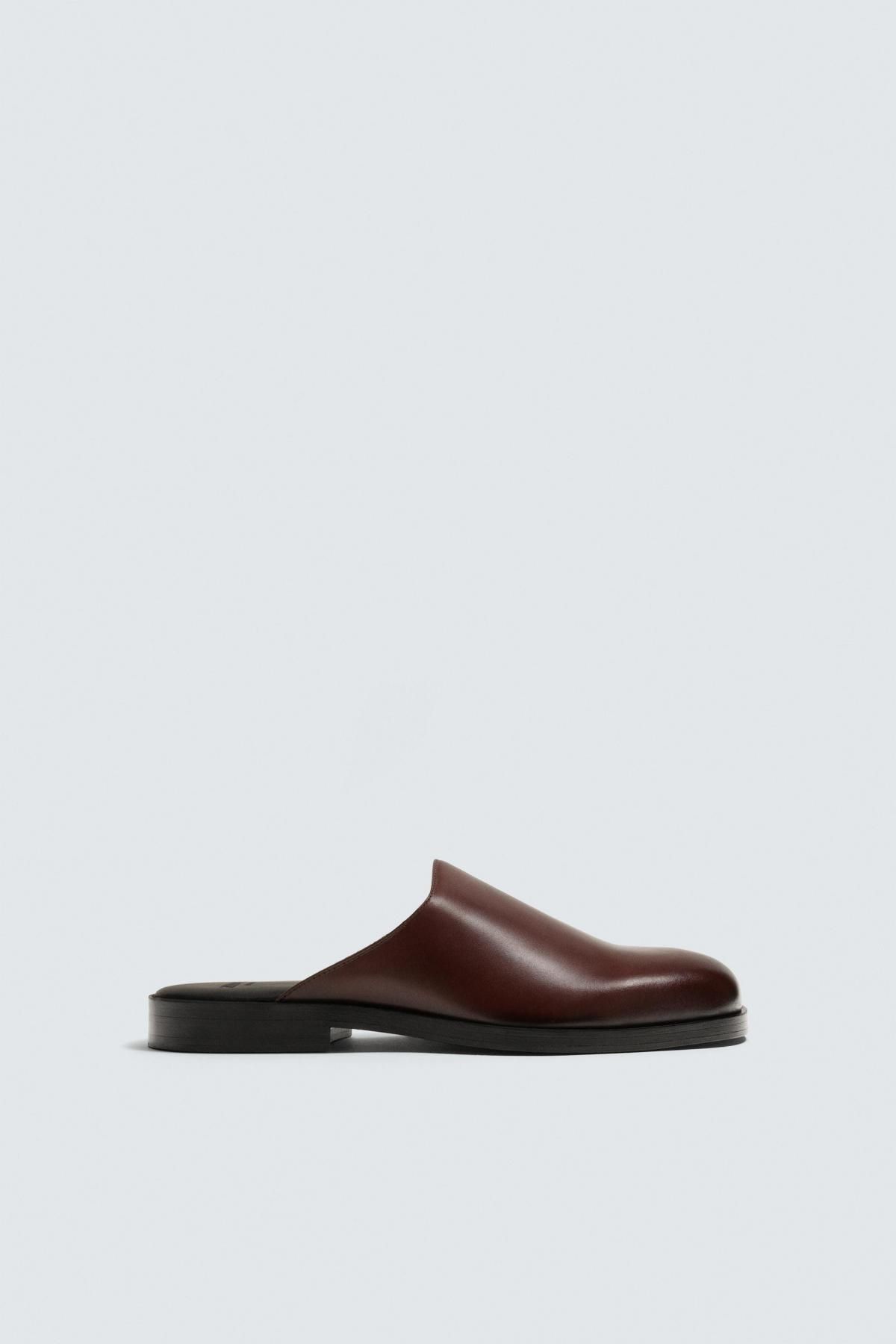 자라 클래식 레더 클로그 브라운 슬리퍼 2495/620 BROWN - 상품 이미지