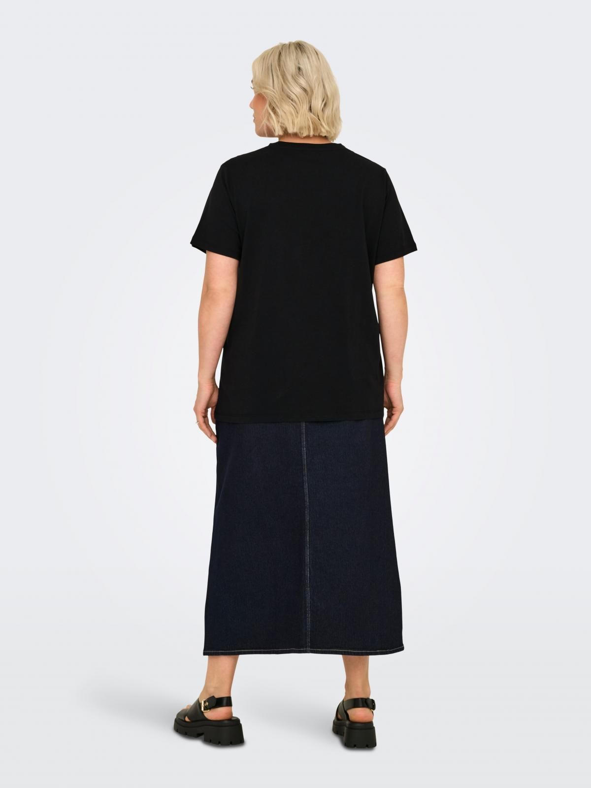 온리 빅사이즈 레이스 브이넥 반팔 티셔츠 15367034_2161 BLACK / BLACK - 상세 이미지 2
