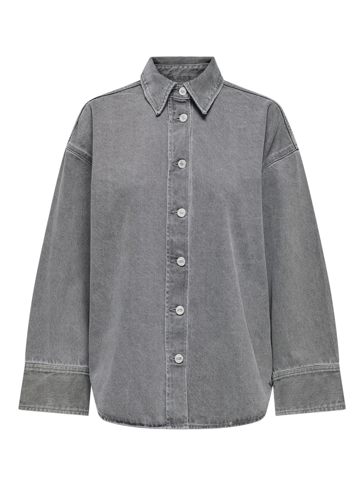 온리 오버핏 데님 긴팔 셔츠 캐주얼 코튼 15340611_2105 GREY / MEDIUM GREY DENIM - 상세 이미지 3