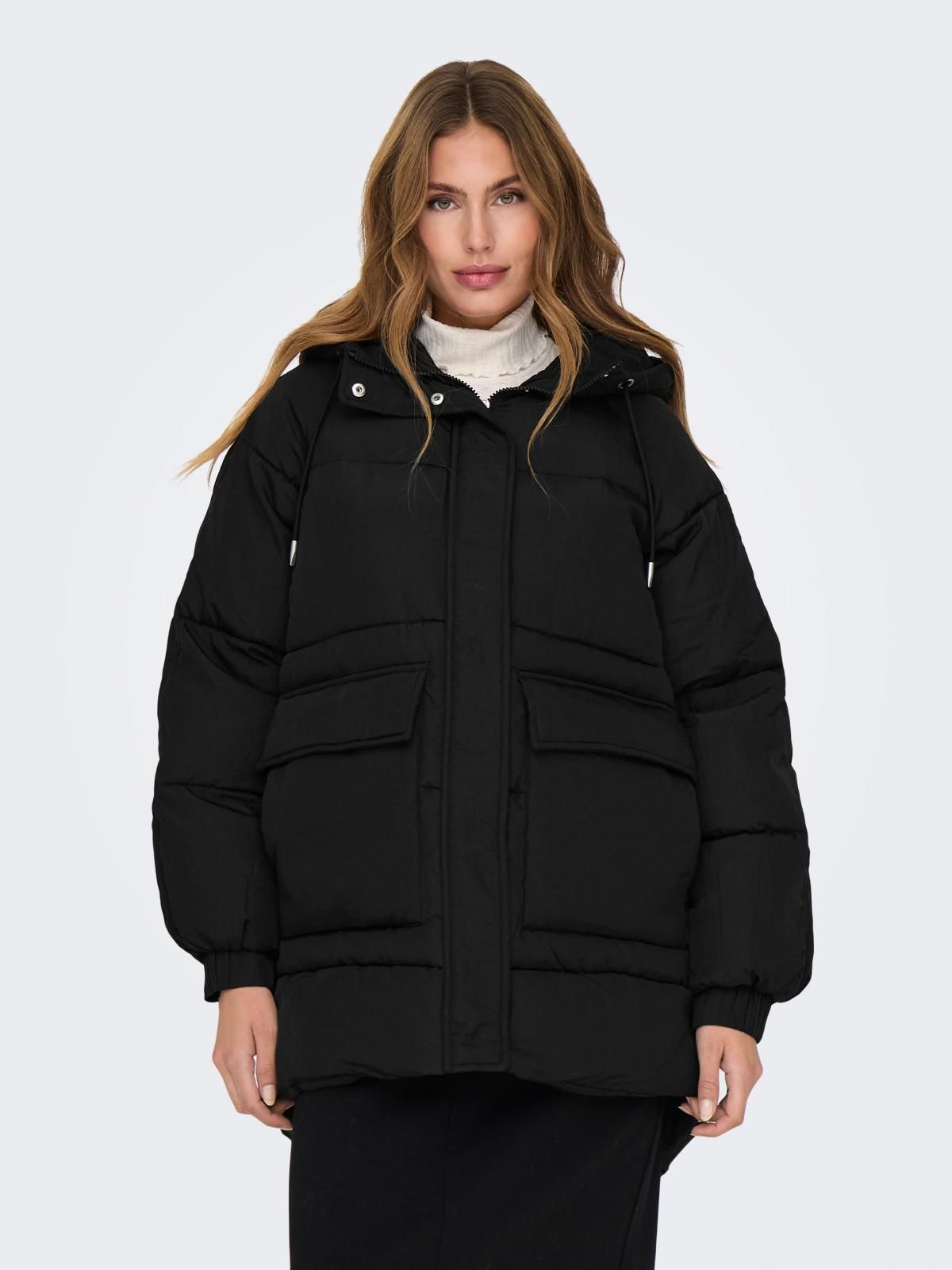 온리 테크니컬 방풍 후드 롱 패딩코트 15321963_2161 BLACK / BLACK - 상품 이미지