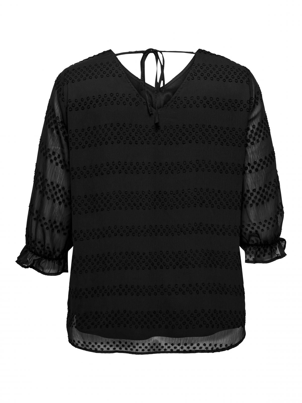 온리 브이넥 레귤러핏 7부 소매 블라우스 15257470_2161 BLACK / BLACK - 상세 이미지 4