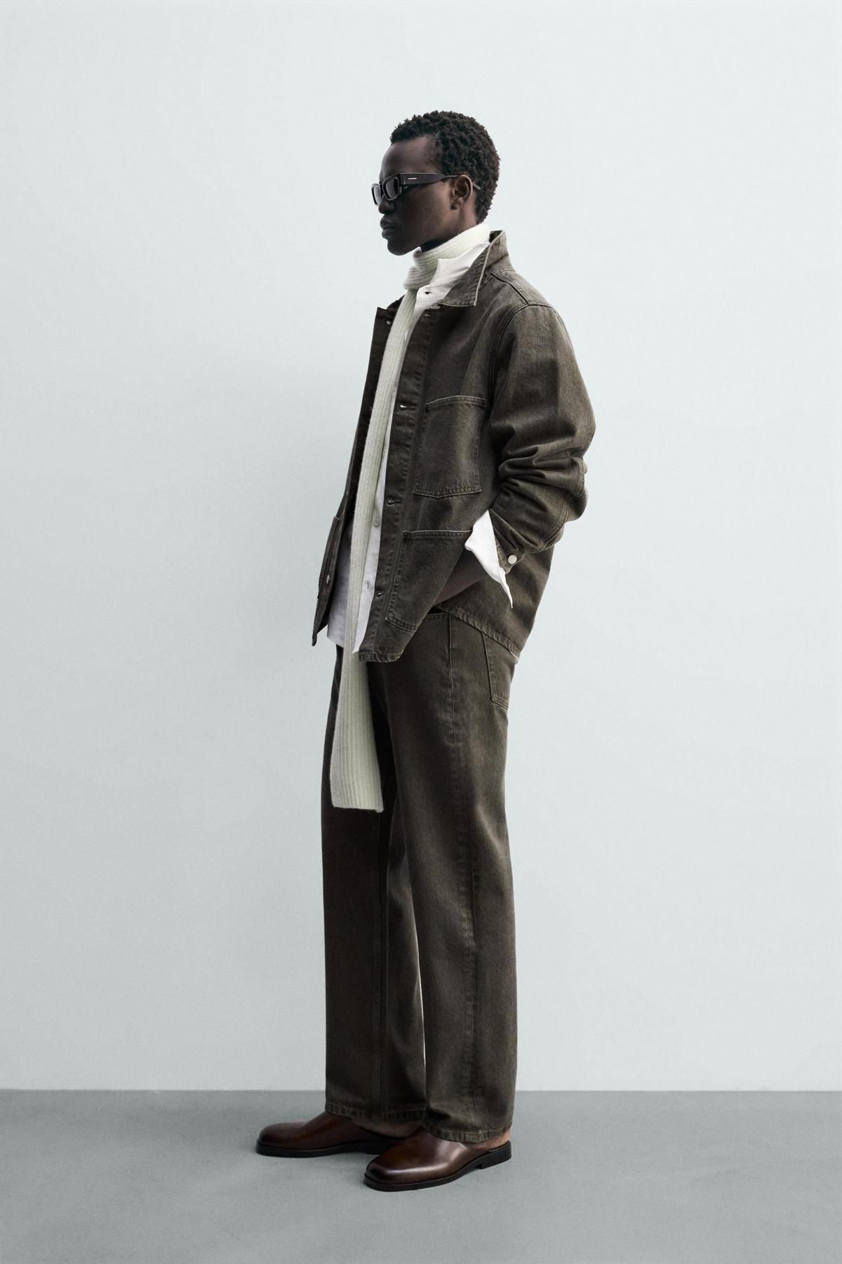 자라 빈티지 데님 오버핏 포켓 재킷 1300/351 DARK KHAKI - 상세 이미지 5