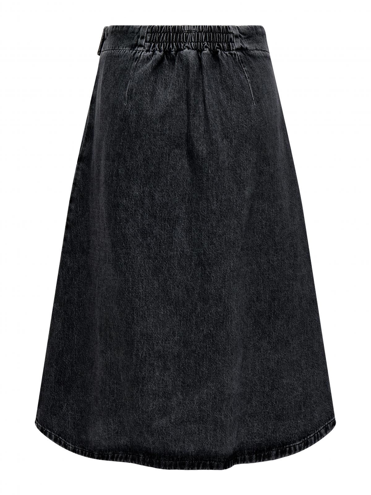 온리 데님 랩 미디 스커트 밴딩 15350339_8183 BLACK / WASHED BLACK - 상세 이미지 4