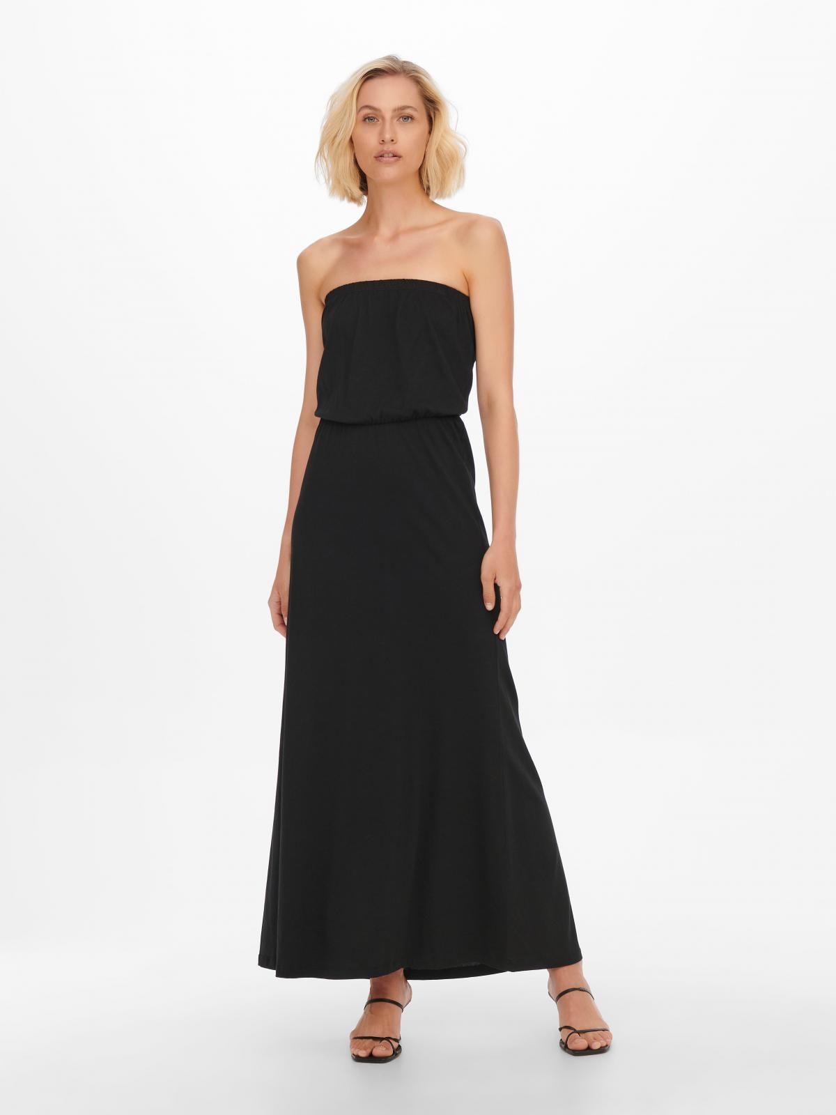 온리 스트랩리스 코튼 롱 원피스 15261914_2161 BLACK / BLACK - 상품 이미지