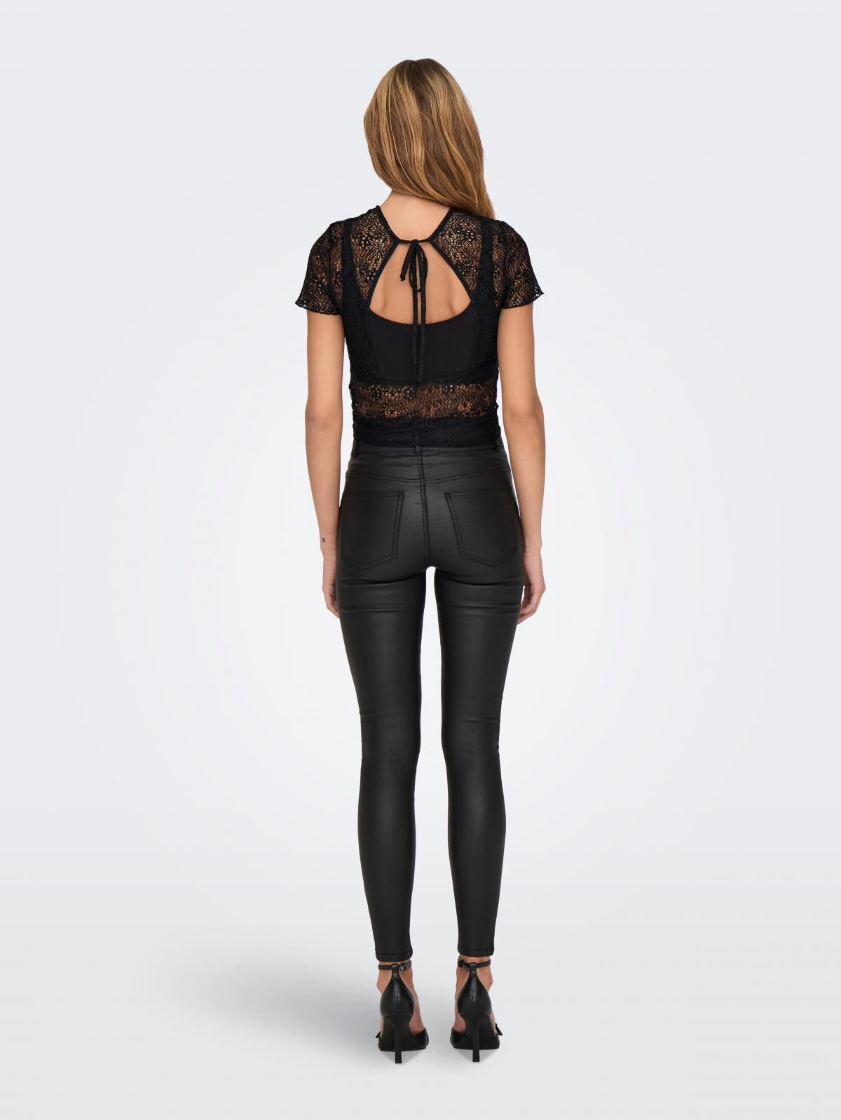 온리 레이스 시스루 크롭 반팔 탑 15350766_2161 BLACK / BLACK - 상세 이미지 2