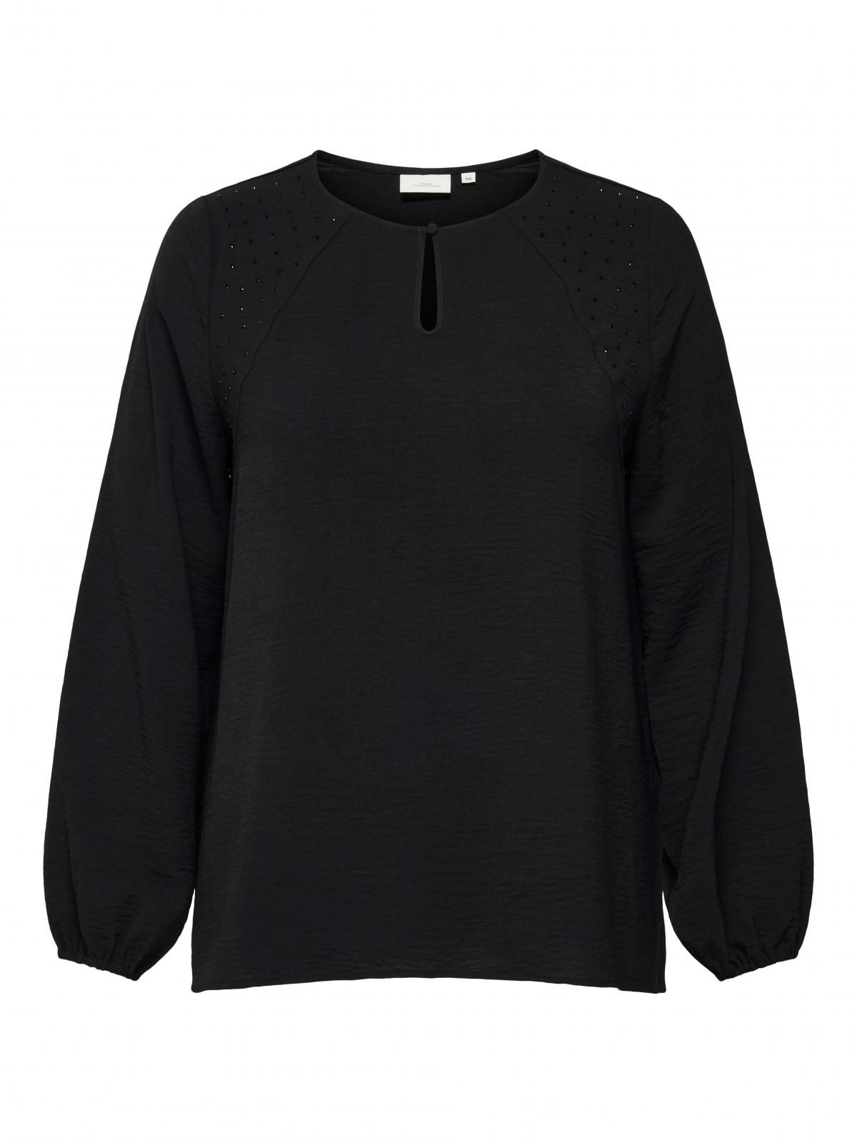 온리 빅사이즈 글리터 라운드넥 블라우스 15344607_2161 BLACK / BLACK - 상세 이미지 3