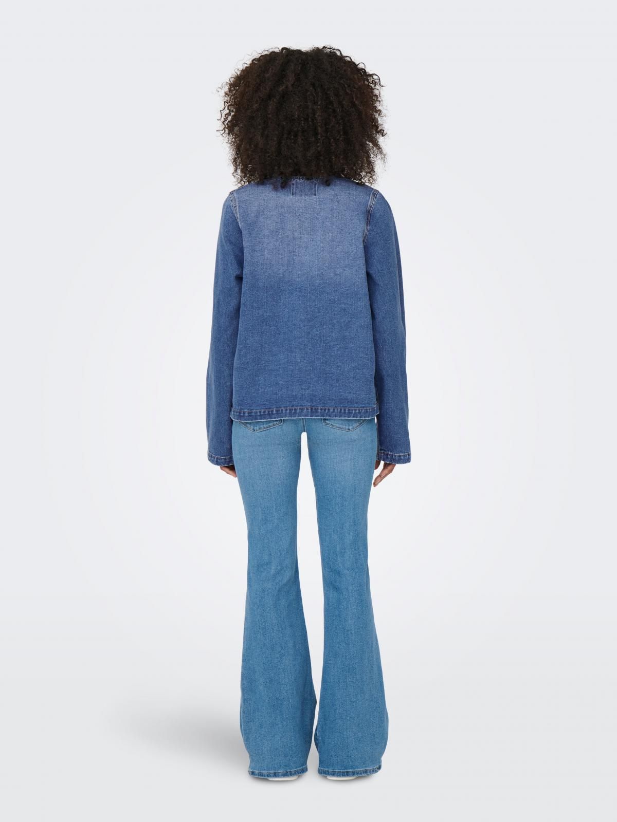 온리 트렌디 데님 리본 라운드넥 재킷 15352984_2115 BLUE / MEDIUM BLUE DENIM - 상세 이미지 2