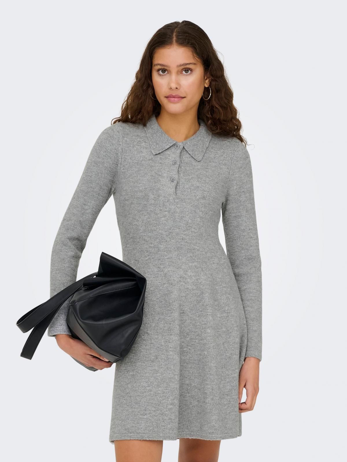 제이디와이 셔츠카라 니트 미니 원피스 15358260_2381 GREY / LIGHT GREY MELANGE - 상품 이미지