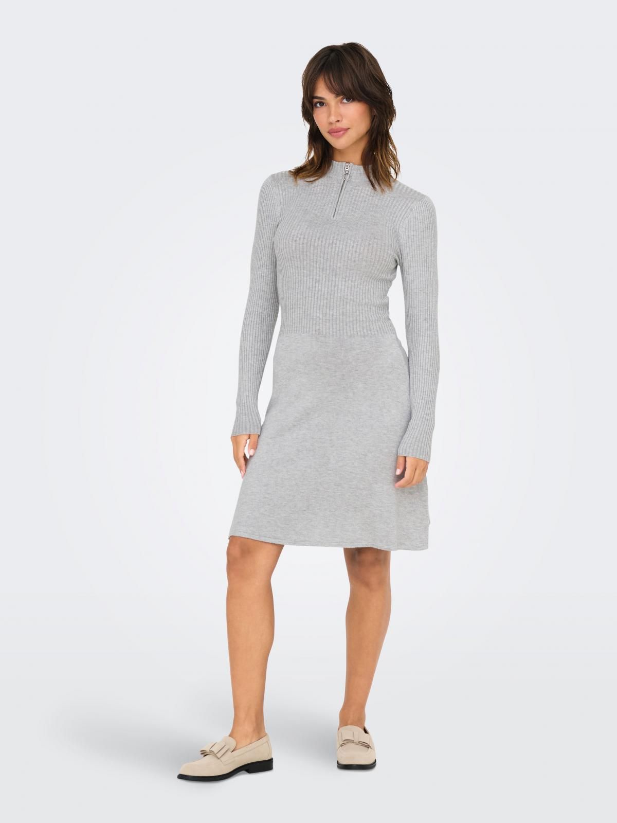 온리 베이직 하이넥 니트 미니 원피스 15261975_2381 GREY / LIGHT GREY MELANGE - 상세 이미지 5