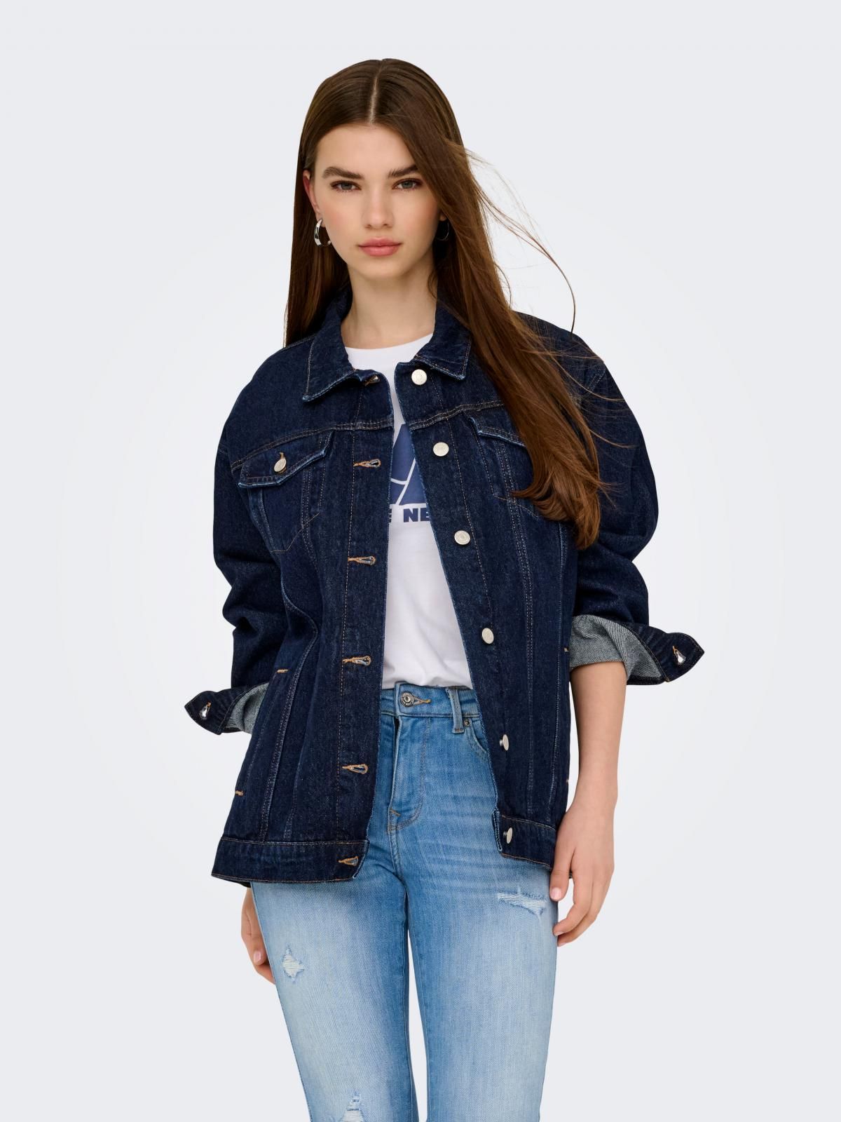 온리 테크니컬 오버핏 데님 재킷 15256983_2114 BLUE / DARK BLUE DENIM - 상세 이미지 2