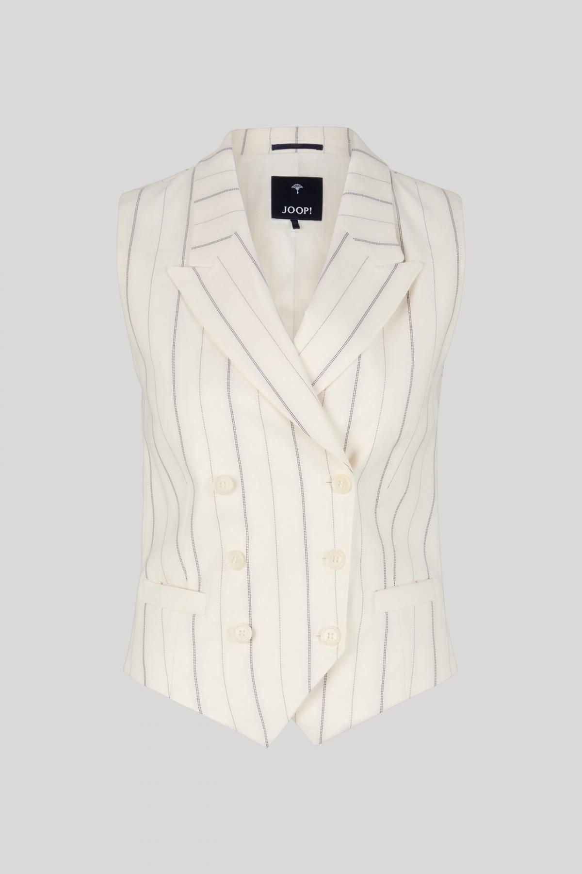 윱 오프화이트 네이비 스트라이프 더블버튼 베스트 30046007-10019512-980 OFFWHITE - 상품 이미지
