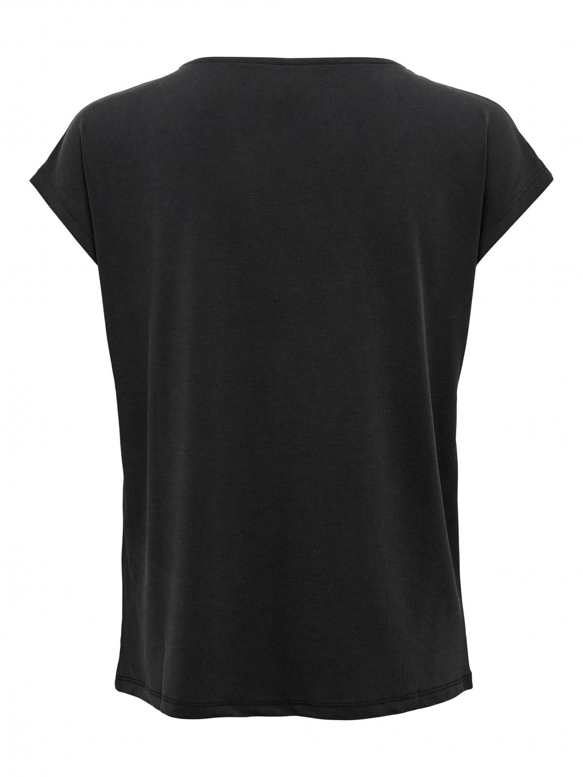 온리 베이직 브이넥 반팔 티셔츠 15287041_2161 BLACK / BLACK - 상세 이미지 4