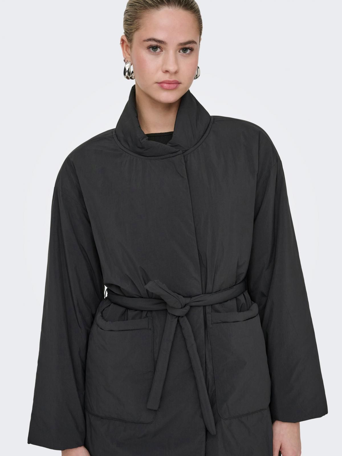 온리 벨티드 롱 패딩 코트 15353154_2161 BLACK / BLACK - 상세 이미지 5
