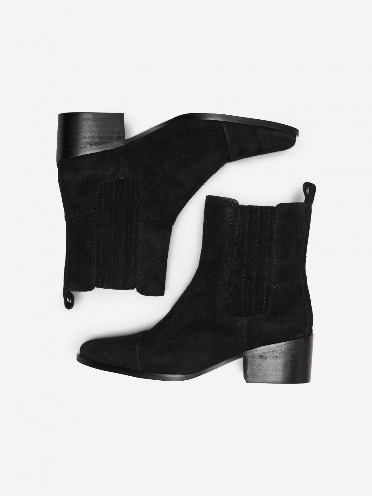온리 스웨이드 미들힐 첼시 앵클부츠 블랙 15287475_2161 BLACK / BLACK - 상세 이미지 3