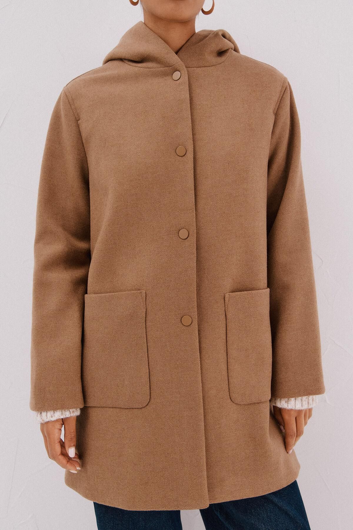 꼬르떼피엘 테크니컬 후드 울코트 카멜 6502125 BEIGE - 상세 이미지 3