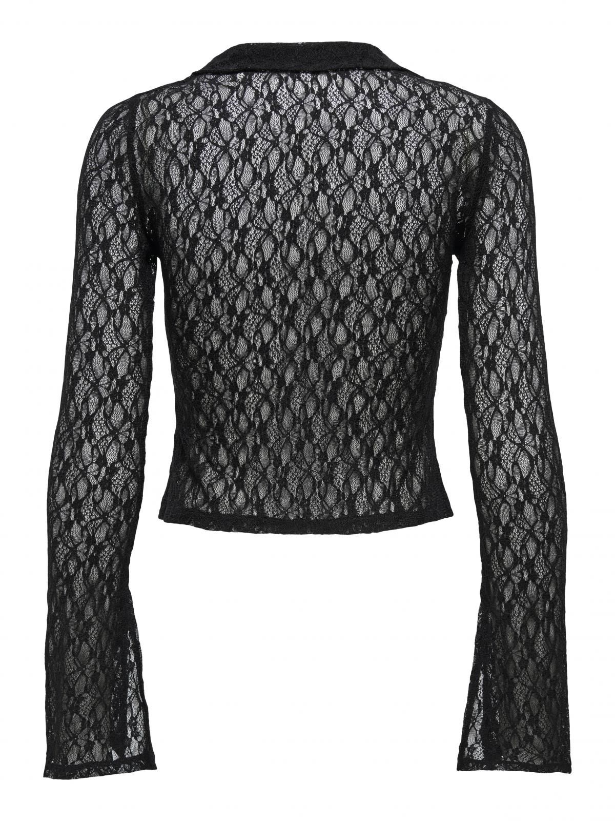 온리 시스루 레이스 크롭 브이넥 긴팔 탑 15340536_2161 BLACK / BLACK - 상세 이미지 4