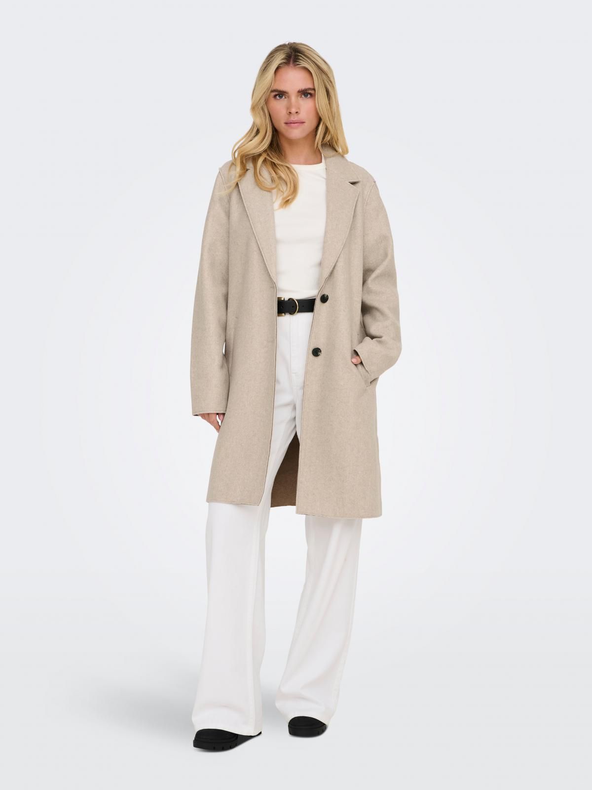 온리 베이직 미니멀 롱 테일러드 코트 15213300_1959_880395 WHITE / HUMUS - 상세 이미지 5