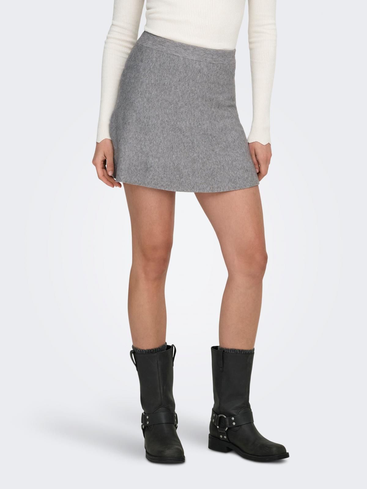 온리 니트 베이직 미니 스커트 15358138_2382 GREY / MEDIUM GREY MELANGE - 상품 이미지