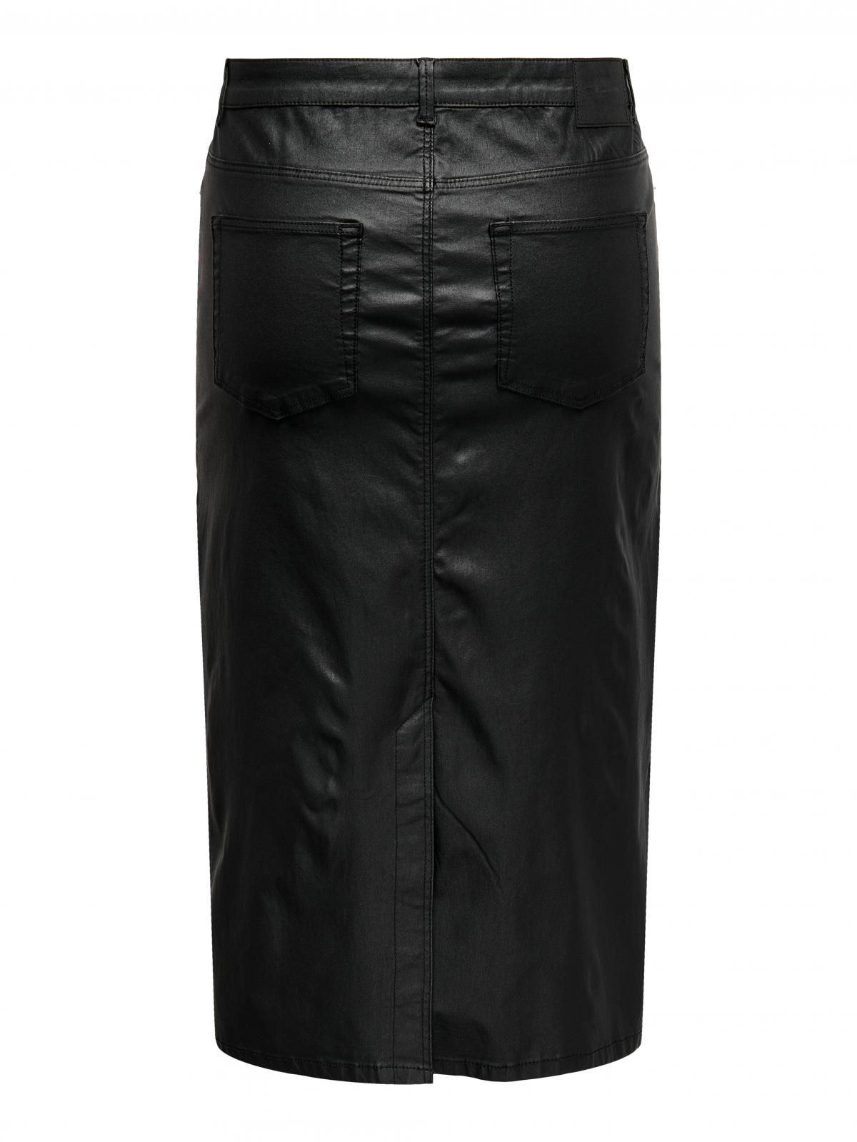 온리 테크니컬 레더 미디 스커트 15335157_2161 BLACK / BLACK - 상세 이미지 4